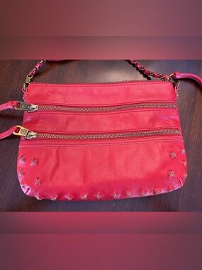 Elliot Lucca Messina Leather Pyramid Fire 3 Zip Crossbody Bag